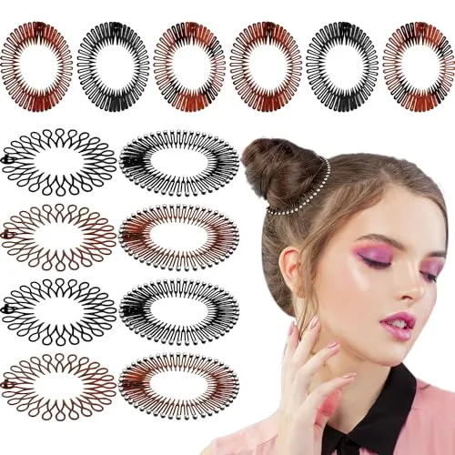 14pcs Stretch Comb Headband Circular Tooth Hair Comb