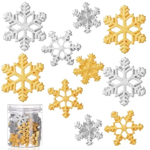 50 Pcs Christmas Mini Resin Snowflakes for Crafts