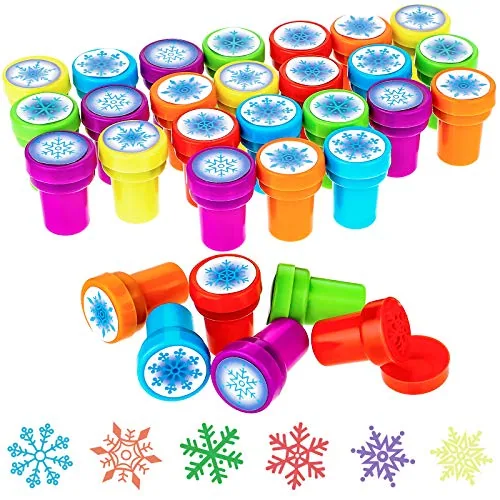 36 Pcs Snowflake Stamps for Party Favors Self Ink