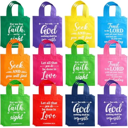 60 Pcs Christian Gift Bags Reusable Non Woven