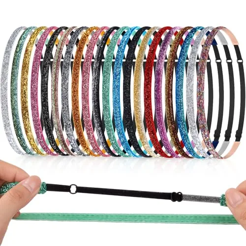 20 Pcs Glitter Non Slip Headbands for Girls Women,Multicolor 2