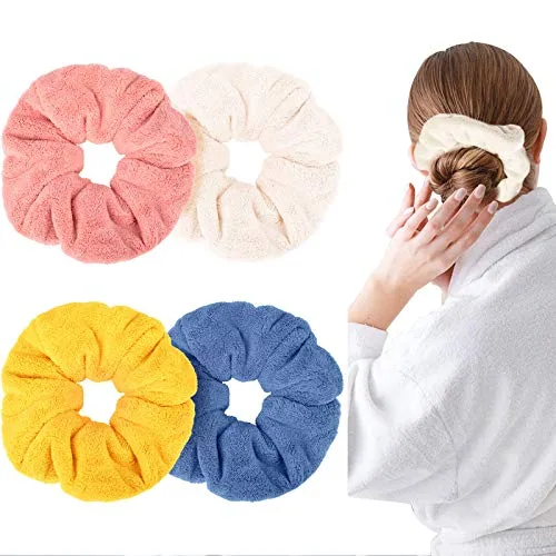 4 Pcs Microfiber Quick-dry Hair Towel Scrunchie