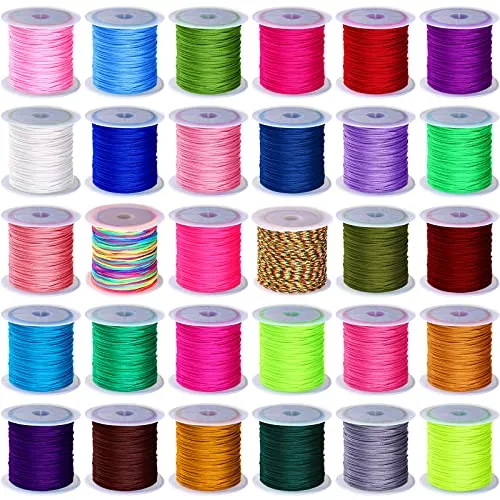 30 Rolls 30 Colors Chinese Knotting Cord, 0.8mm Nylon String