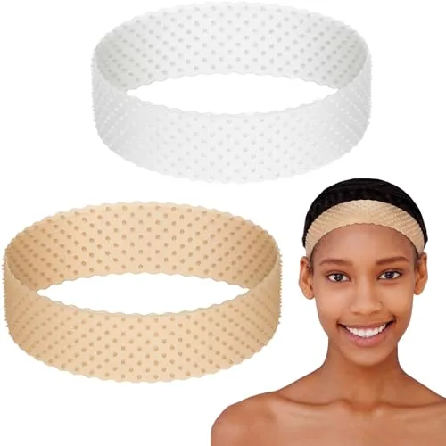 2 Pcs Silicone Wig Grip Band No Slip Band,M, Light Brown