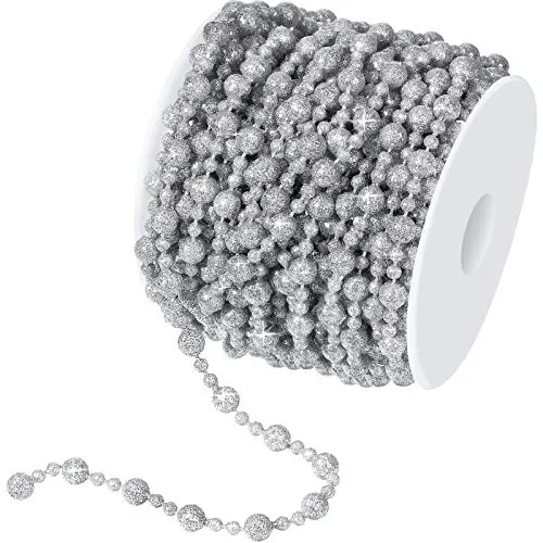49 Feet Christmas Tree Glitter Beads Garland Plastic Decorative Beads
