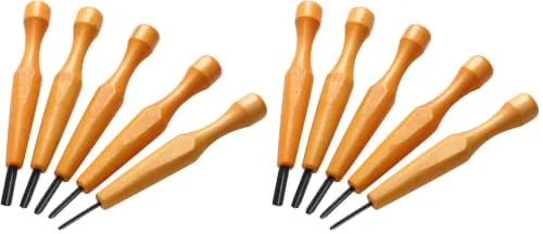 5 Pcs Linoleum Carving Tool Set Wood Handle Linocut,Classic (Pack of 2)