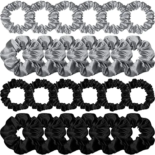 24 Pcs Satin Hair Scrunchies Elastic Ties Bulk 2 Size