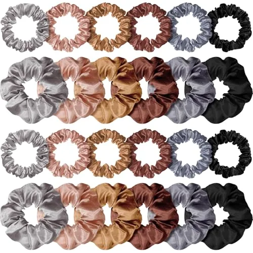 24 Pcs Silk Satin Hair Scrunchies Elastic Ties