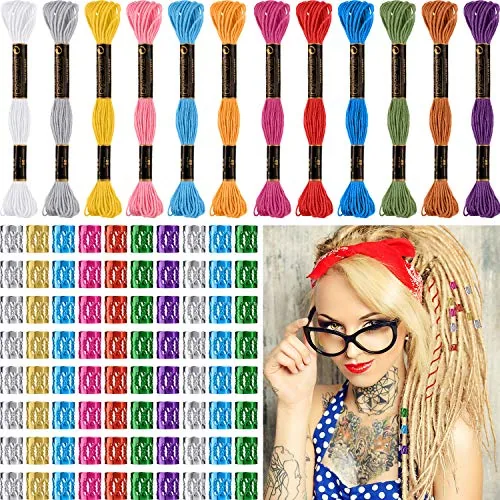 162 Pcs Braiding Strings for Hair, with Metal Cuffs