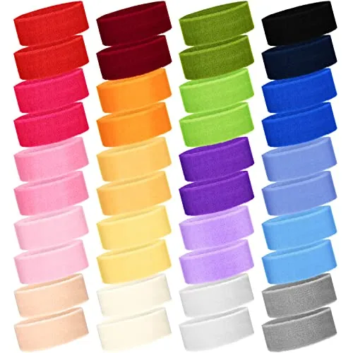 42 Pcs Sports Sweatbands Sweat Headband for Kids Colorful Basketball