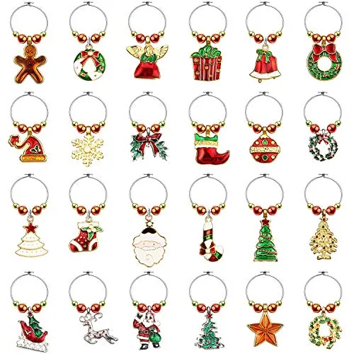 24 Pieces Wine Glass Charms Christmas Drink Markers Party Tags