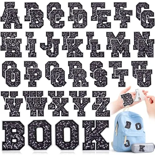 52 Pcs Back to School Letter Patches Self Adhesive Composition Iron on
