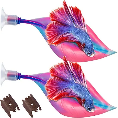2 Pcs Pink Betta Fish Leaf Hammock Aquarium Tank Accessories