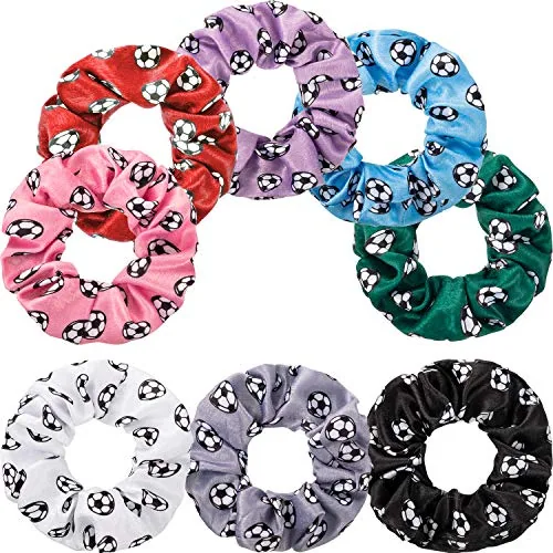 8 Pcs Soccer Hair Scrunchies Colorful Soccer for Girls