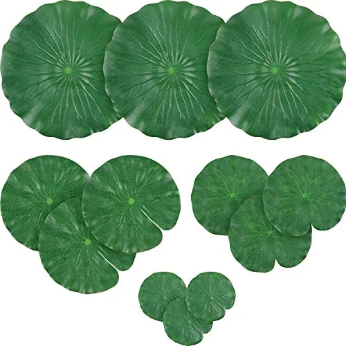 12 Pack Artificial Lily Pads Floating for Pond, 4 Sizes Lily Pad Fake