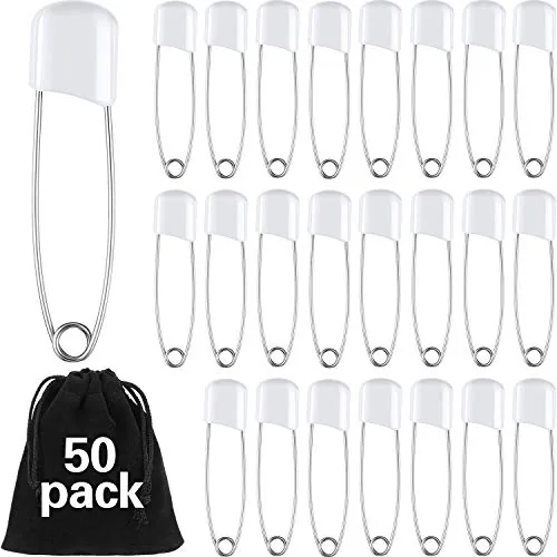 50 Pcs Large Safety Pins for Clothes,with Bag