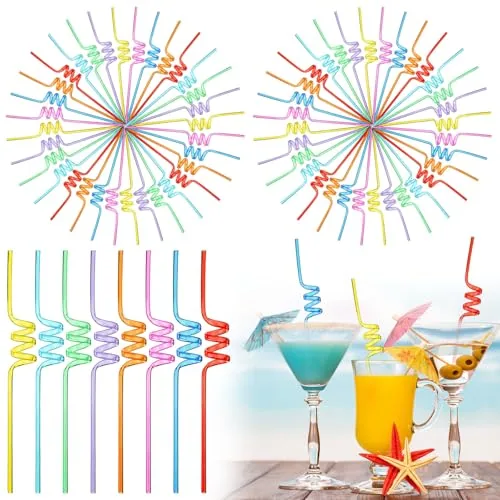 Silly Straws Bulk for Kids Reusable Funny Colorful Plastic Twisty Straws