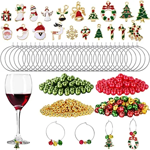 670 Pieces Christmas Wine Glass Charms Assorted Pendant Wine Glass Charm