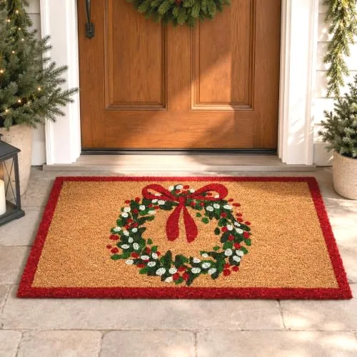 Christmas Coir Doormat Outdoor Welcome Door Mat 28 x 16 Inch
