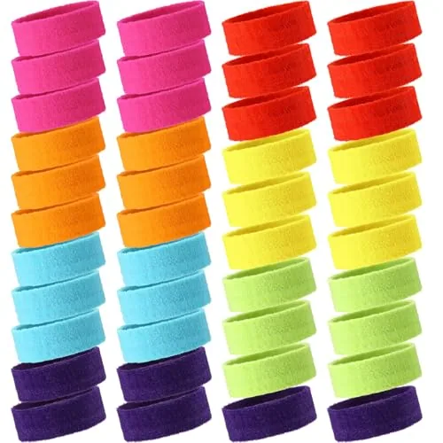 42 Pcs Sports Sweatbands Sweat Headband for Kids Colorful Basketball