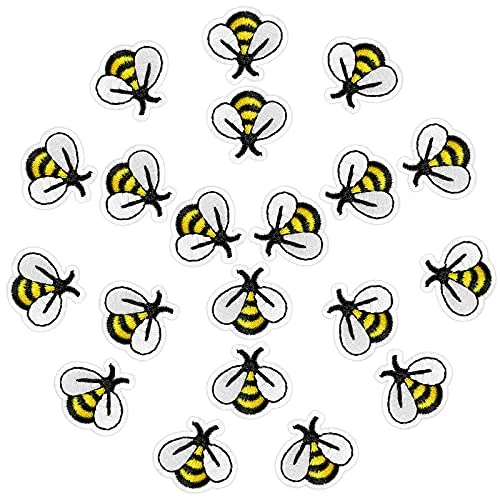 60 Pcs Bee Iron on Patches Embroidered Sew Applique for Clothes