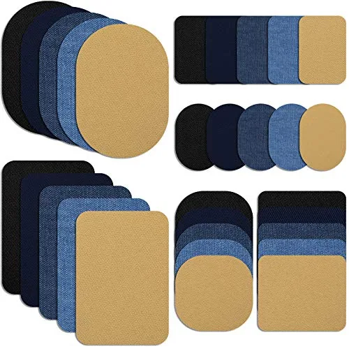 30 Pieces Iron on Fabric Patches Fabric Repair Patches Twill Clothing