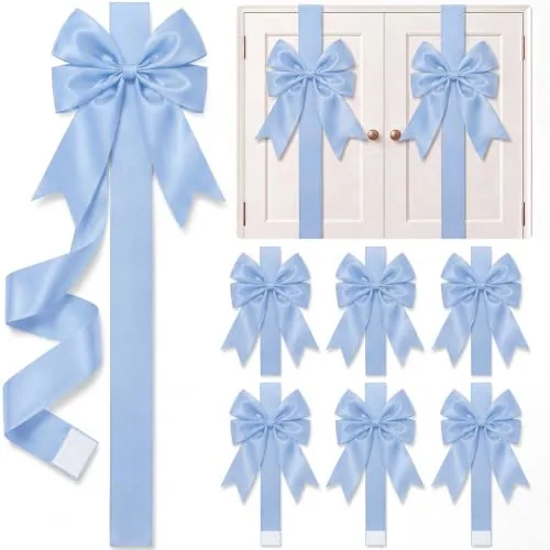6 Pieces Light Blue Christmas Cabinet Ribbons Bows for Kitchen