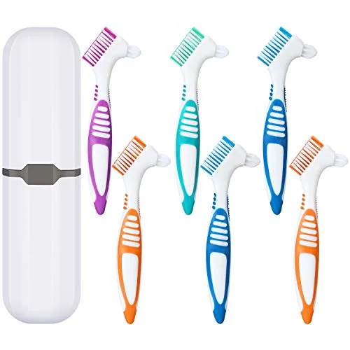 6 Pieces Denture Brushes Retainer Brush Cleaning Hard Denture Toothbrush