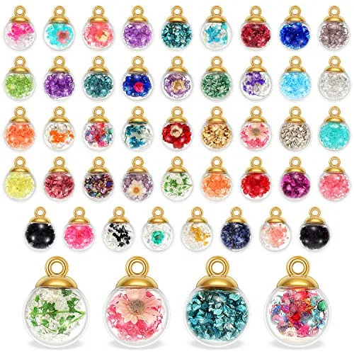 88 Pieces 16 mm Mixed Glass Ball Pendants Crystal Charm DIY Jewelry