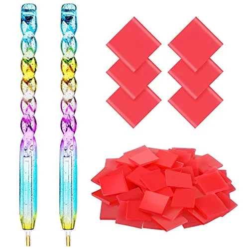 50 Pieces Diamond Painting Wax Pads with 2 Pieces Diamond Painting Drill