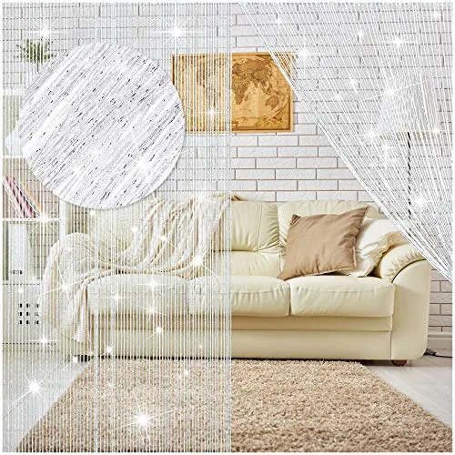 4 Pcs String Curtains Glitter Fringe Curtains for Window Doorways 79 x 39