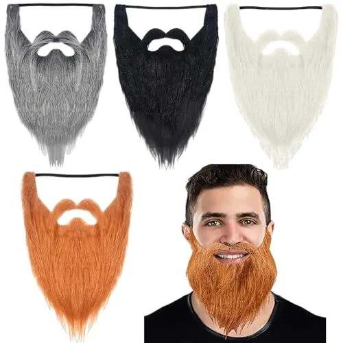4 Pieces Fake Beard with Elastic Band