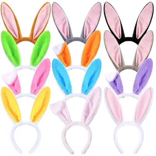 12 Pcs Halloween Bunny Ears Rabbit Headband Plush