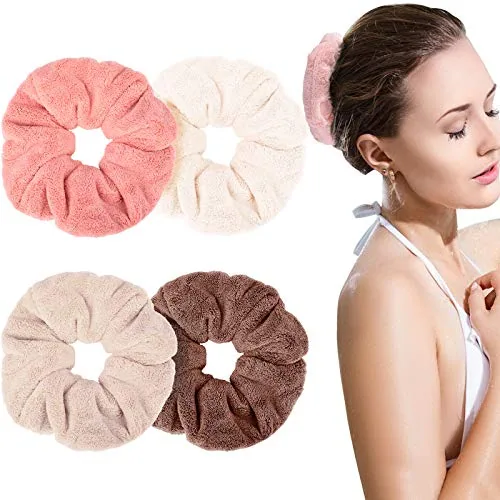 4 Pcs Microfiber Quick-dry Hair Towel Scrunchie
