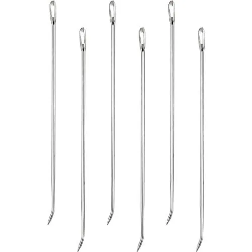 6-Piece Stainless Steel Curved Poultry Trussing Needles for Securing