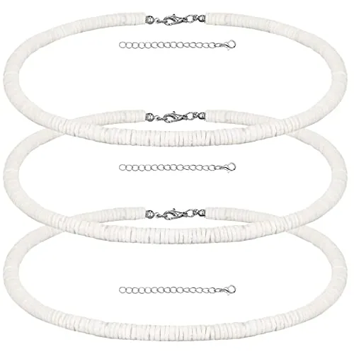 3 Pcs Puka Shell Necklace Men Women White Surfer Seashell Necklace Shell
