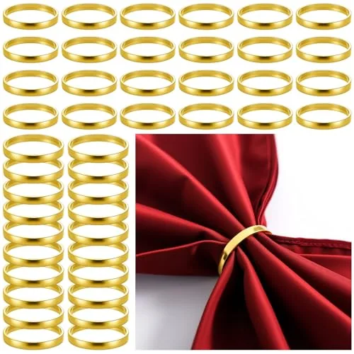 100 Pcs Napkin Rings Bulk Round Metal Holders for Wedding