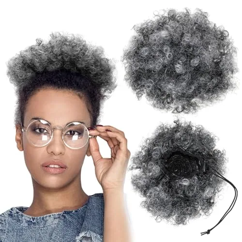 2 Pcs Women Afro Puff Drawstring Ponytail Extension