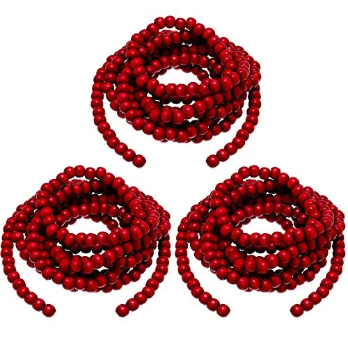 3 Pcs Wooden Bead Garland 29.5 Ft Christmas Tree Vintage