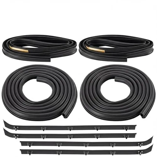 Front Door Window Molding Rubber Trim Felt Seal Weatherstrip Kit