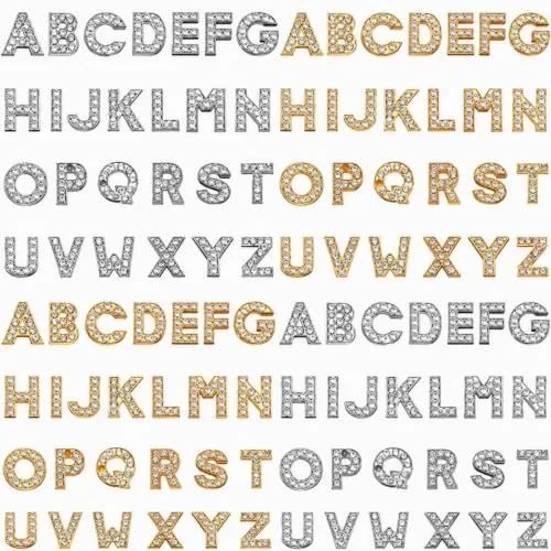 104 Pcs A-Z Rhinestone Letter Charms Slider DIY,Gold and Silver