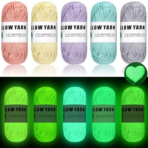 5 Rolls Glow in The Dark Yarn for Crocheting