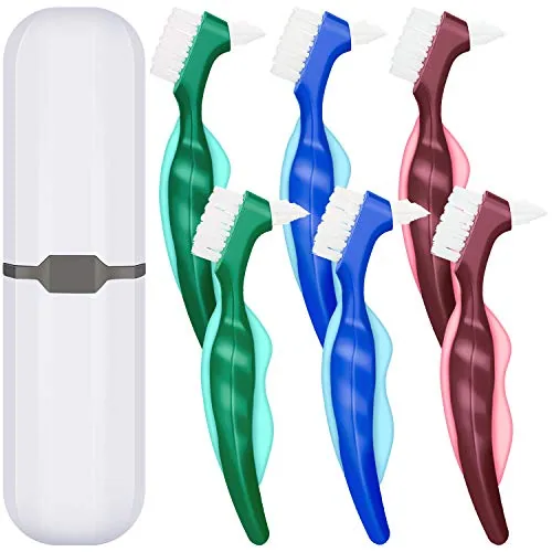 6 Pieces Denture Brushes Retainer Brush Cleaning Hard Denture Toothbrush