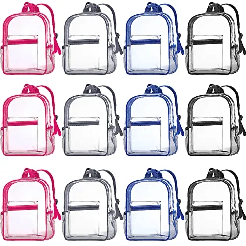 12 Pack Clear Backpack Transparent See Through PVC