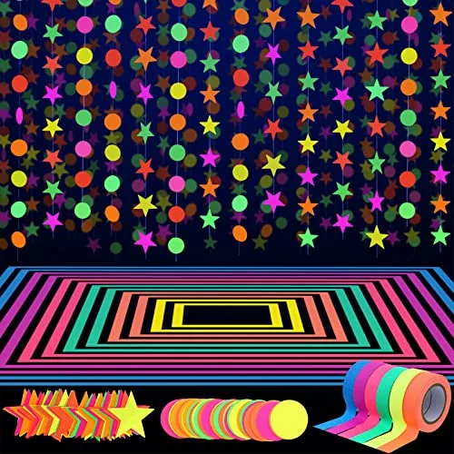 127ft Glow Neon Party Supplies Set UV Tape Glow Party Decorations