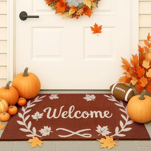 Fall Coir Welcome Doormat Thanksgiving Entrance Mat, 16 in x 28 in