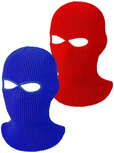 2 Pcs 2 Hole Ski Mask Knitted Balaclava Windproof Royal Blue