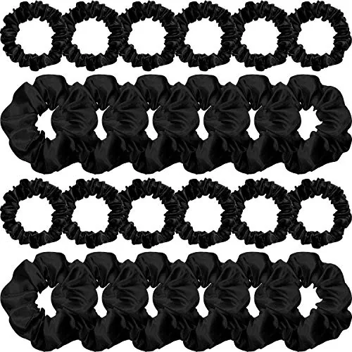 24 Pcs Satin Hair Scrunchies Elastic Ties Bulk 2 Sizes