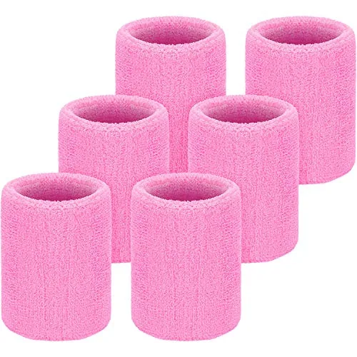 6 Pcs Wrist Sweatbands Sports Tennis Wristbands Wrist Bands for Sweat