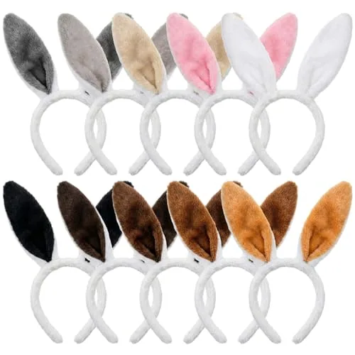 10 Pcs Easter Plush Bunny Ears Cute Bunny Headband Rabbit Ear Headband